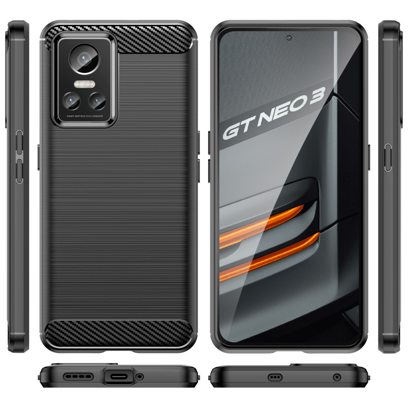 Carbon Case lankstus dangtelis Realme GT Neo 3 juodas