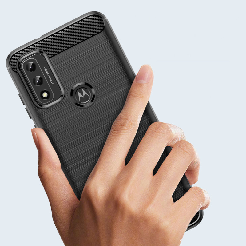 Carbon Case lankstus dangtelis, skirtas Motorola Moto G Play 2022 juodas