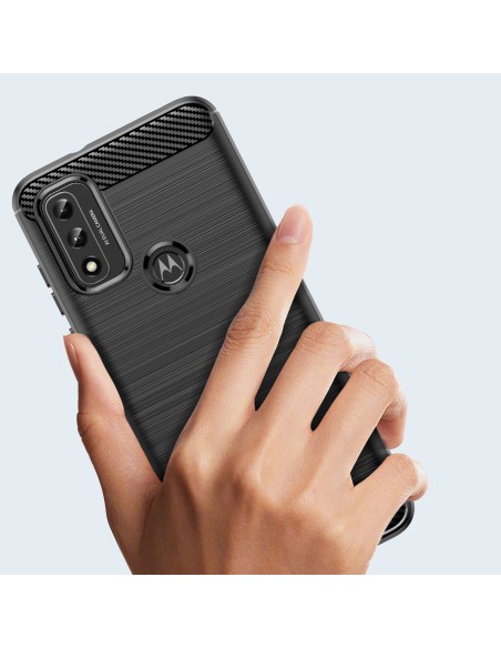 Carbon Case lankstus dangtelis, skirtas Motorola Moto G Play 2022 juodas