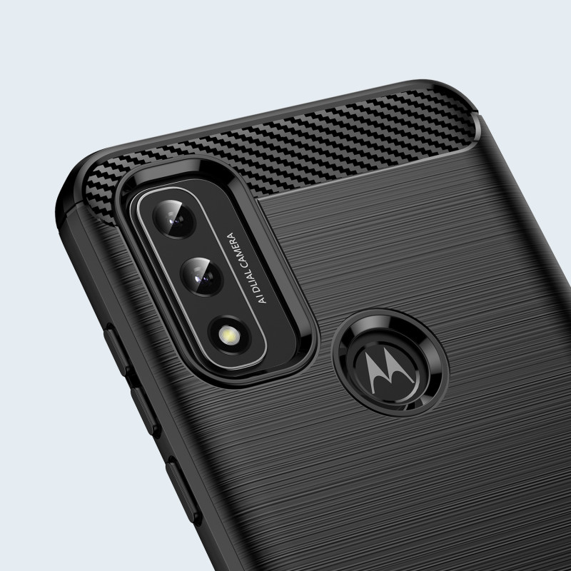 Carbon Case lankstus dangtelis, skirtas Motorola Moto G Play 2022 juodas