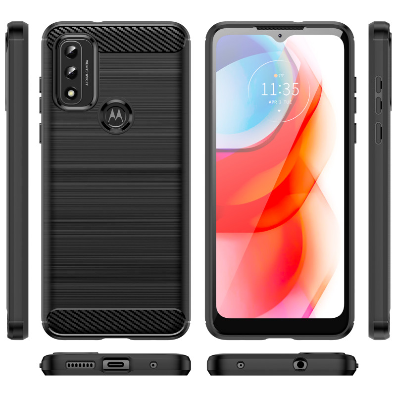 Carbon Case lankstus dangtelis, skirtas Motorola Moto G Play 2022 juodas
