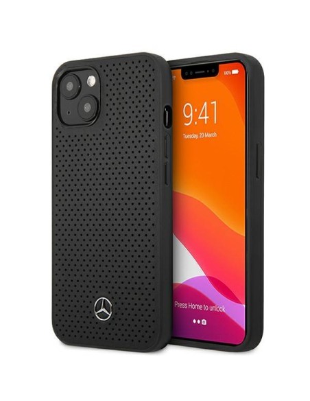 Mercedes odinis perforuotas dėklas iPhone 13 - juodas Mercedes odinis perforuotas dėklas iPhone 13 - juodas
