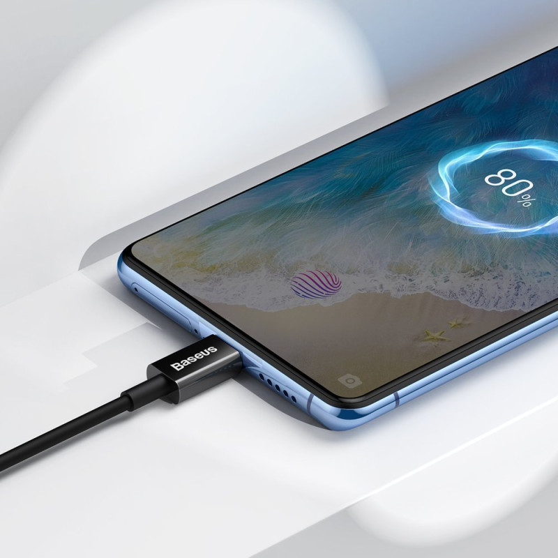 Puikus kabelis USB microUSB laidas greitam įkrovimui 2A 1m juodas