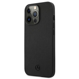 Mercedes Leather Meshed Metal Logo dėklas, skirtas iPhone 13 Pro / iPhone 13 - juodas