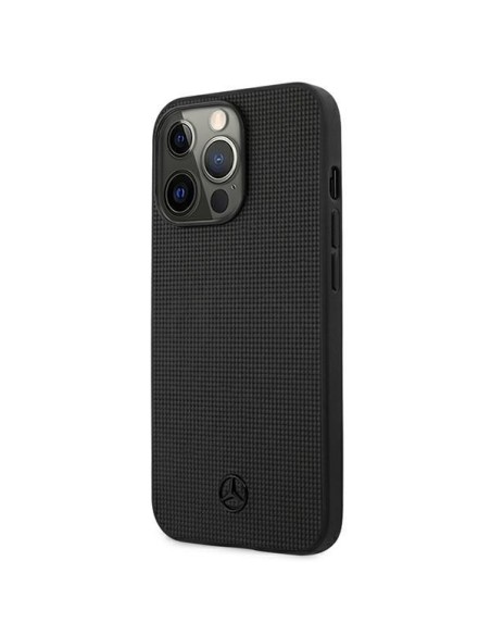 Mercedes Leather Meshed Metal Logo dėklas, skirtas iPhone 13 Pro / iPhone 13 - juodas Mercedes Leather Meshed Metal Logo dėklas, skirtas iPhone 13 Pro / iPhone 13 - juodas