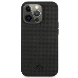 Mercedes Leather Meshed Metal Logo dėklas, skirtas iPhone 13 Pro / iPhone 13 - juodas