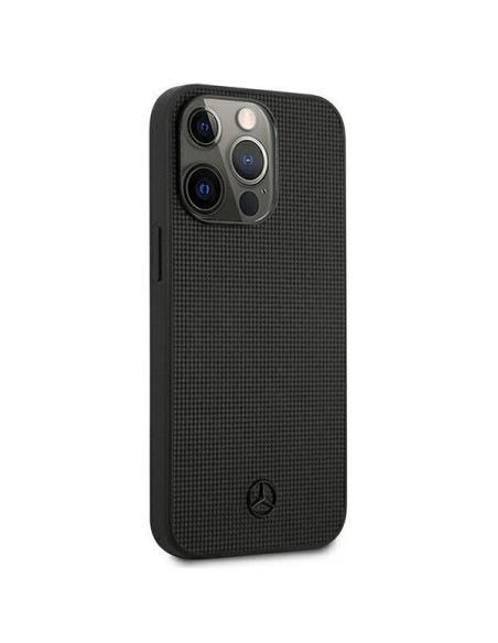Mercedes Leather Meshed Metal Logo dėklas, skirtas iPhone 13 Pro / iPhone 13 - juodas Mercedes Leather Meshed Metal Logo dėklas, skirtas iPhone 13 Pro / iPhone 13 - juodas