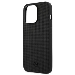 Mercedes Leather Meshed Metal Logo dėklas, skirtas iPhone 13 Pro / iPhone 13 - juodas