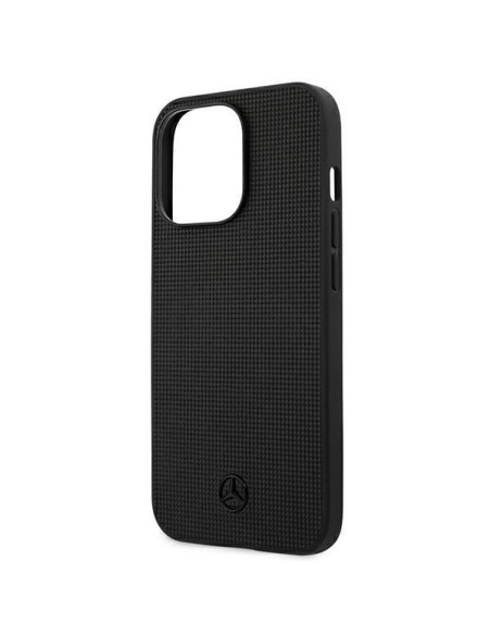 Mercedes Leather Meshed Metal Logo dėklas, skirtas iPhone 13 Pro / iPhone 13 - juodas Mercedes Leather Meshed Metal Logo dėklas, skirtas iPhone 13 Pro / iPhone 13 - juodas