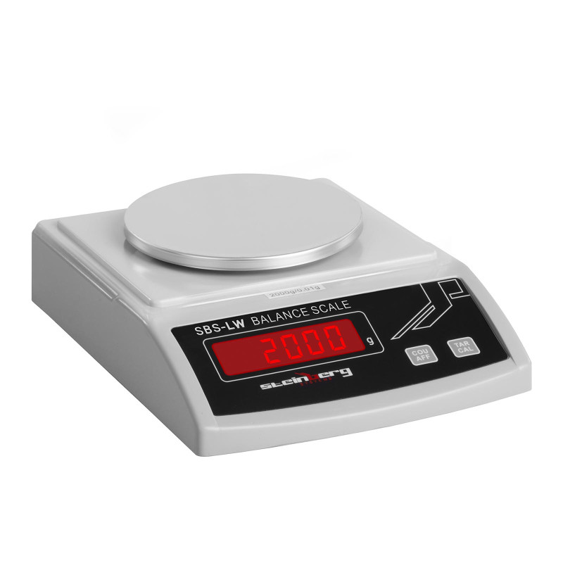 Tikslios laboratorinės svarstyklės su stikliniu dangteliu ir LED ekranu 2000g / 0,01g