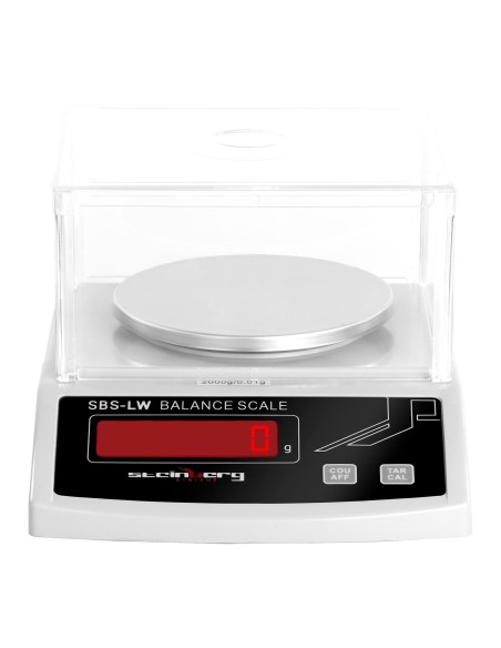 Tikslios laboratorinės svarstyklės su stikliniu dangteliu ir LED ekranu 2000g / 0,01g Tikslios laboratorinės svarstyklės su stikliniu dangteliu ir LED ekranu 2000g / 0,01g
