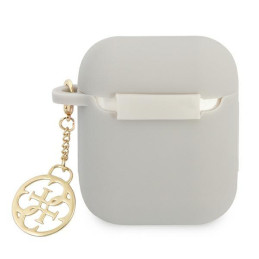 Guess Silicone Charm 4G Collection dėklas, skirtas AirPods 1/ 2 – pilkas
