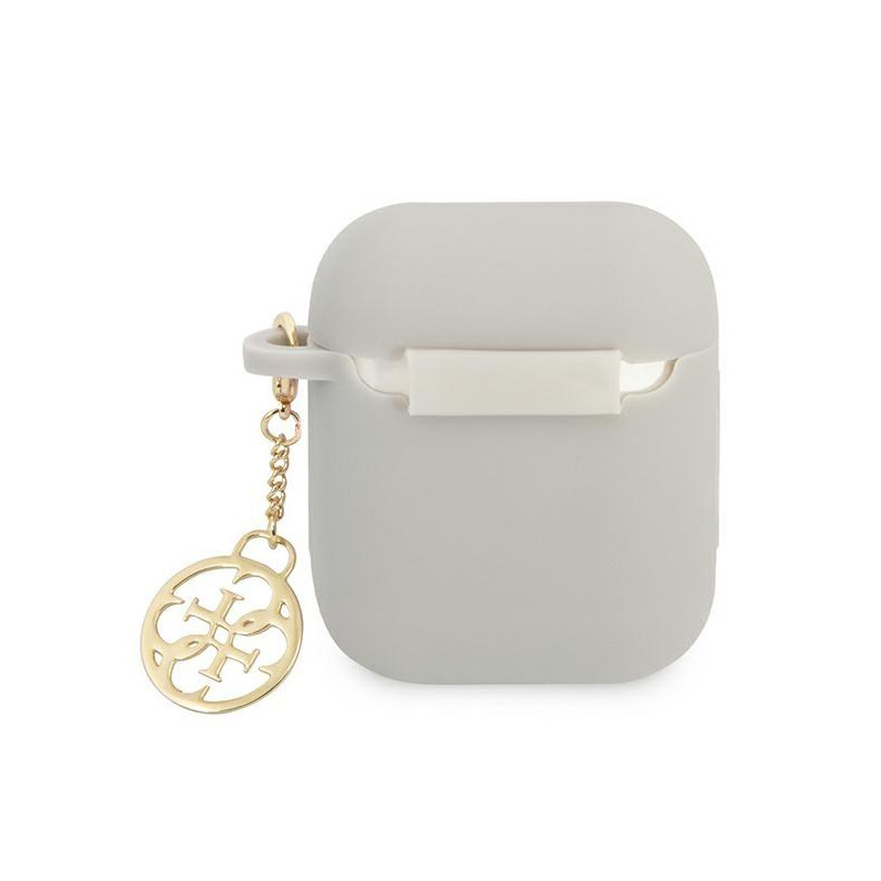 Guess Silicone Charm 4G Collection dėklas, skirtas AirPods 1/ 2 – pilkas
