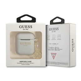 Guess Silicone Charm 4G Collection dėklas, skirtas AirPods 1/ 2 – pilkas