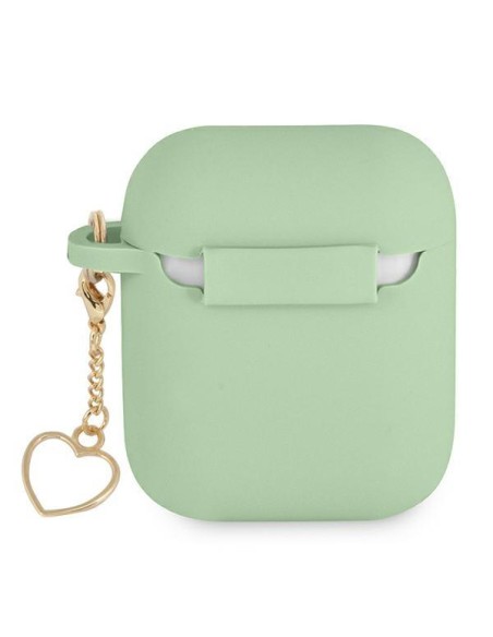 Guess Silicone Charm Heart Collection dėklas, skirtas AirPods 1/ 2 – žalias