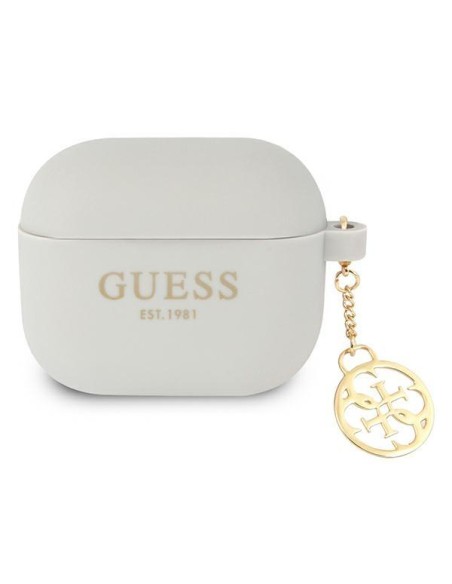 Guess Silicone Charm 4G Collection dėklas, skirtas AirPods 3 – pilkas Guess Silicone Charm 4G Collection dėklas, skirtas AirPods 3 – pilkas