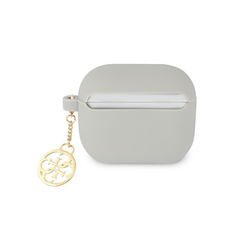 Guess Silicone Charm 4G Collection dėklas, skirtas AirPods 3 – pilkas