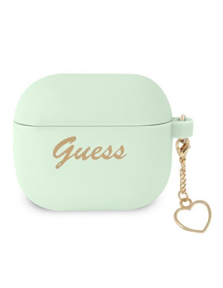 Guess Silicone Charm Heart Collection dėklas, skirtas AirPods 3 – žalias Guess Silicone Charm Heart Collection dėklas, skirtas AirPods 3 – žalias