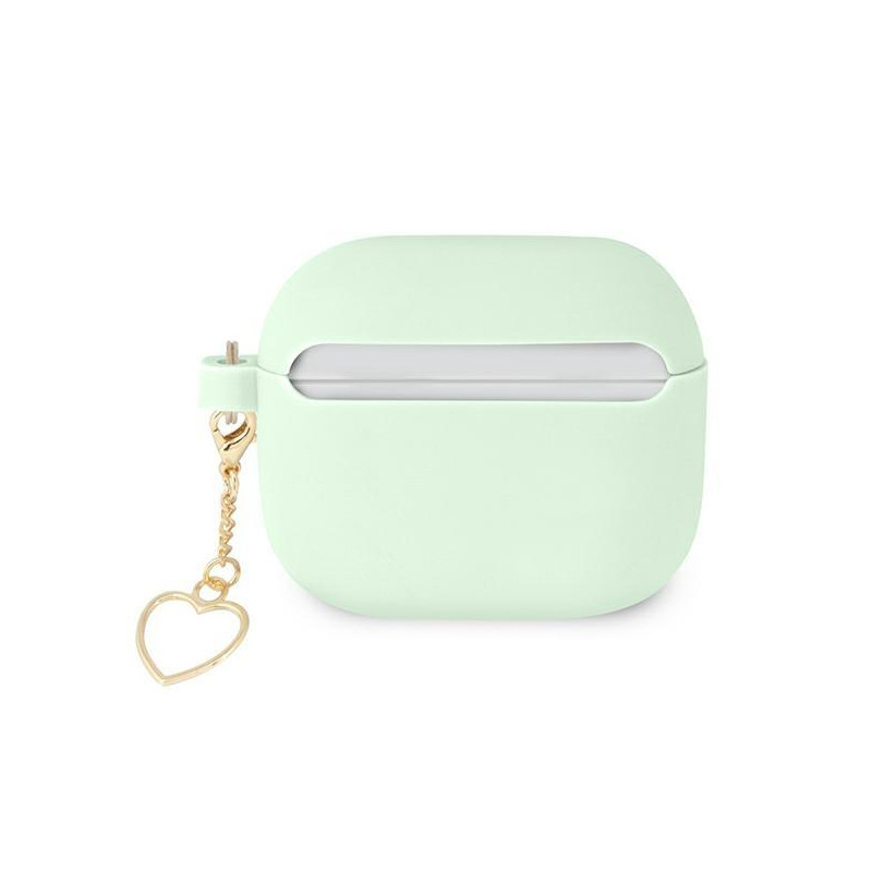 Guess Silicone Charm Heart Collection dėklas, skirtas AirPods 3 – žalias