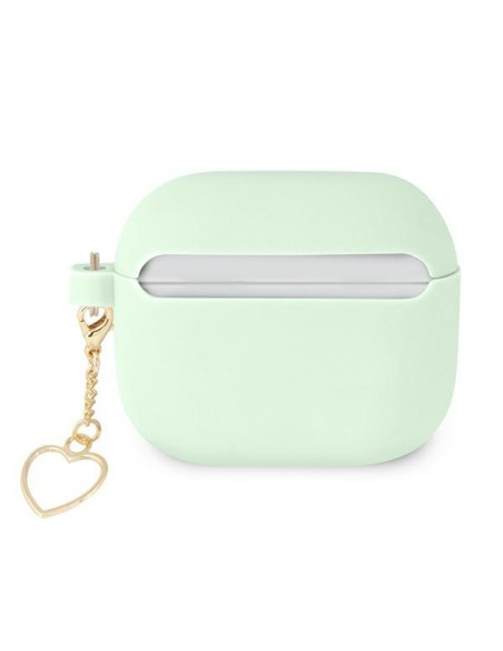 Guess Silicone Charm Heart Collection dėklas, skirtas AirPods 3 – žalias Guess Silicone Charm Heart Collection dėklas, skirtas AirPods 3 – žalias