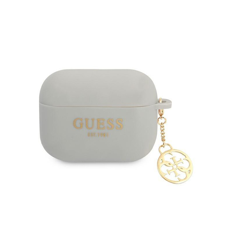 Guess Silicone Charm 4G Collection dėklas, skirtas AirPods Pro - pilkas Guess Silicone Charm 4G Collection dėklas, skirtas AirPods Pro - pilkas
