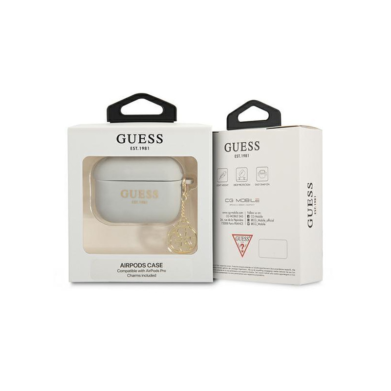 Guess Silicone Charm 4G Collection dėklas, skirtas AirPods Pro - pilkas