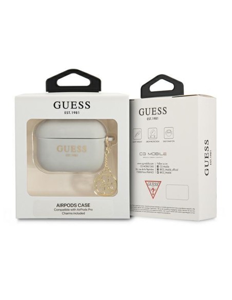 Guess Silicone Charm 4G Collection dėklas, skirtas AirPods Pro - pilkas