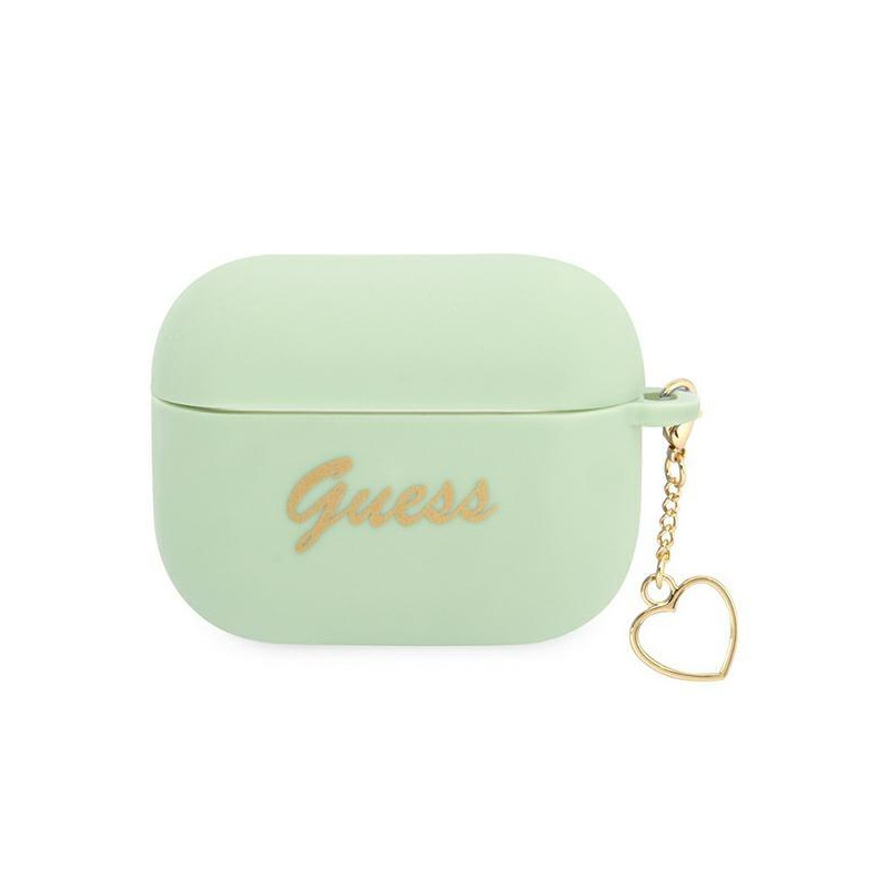 Guess Silicone Charm Heart Collection dėklas, skirtas AirPods Pro – žalias Guess Silicone Charm Heart Collection dėklas, skirtas AirPods Pro – žalias