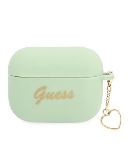 Guess Silicone Charm Heart Collection dėklas, skirtas AirPods Pro – žalias Guess Silicone Charm Heart Collection dėklas, skirtas AirPods Pro – žalias