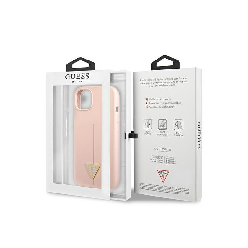 Guess Silicone Triangle dėklas iPhone 13 - rožinis