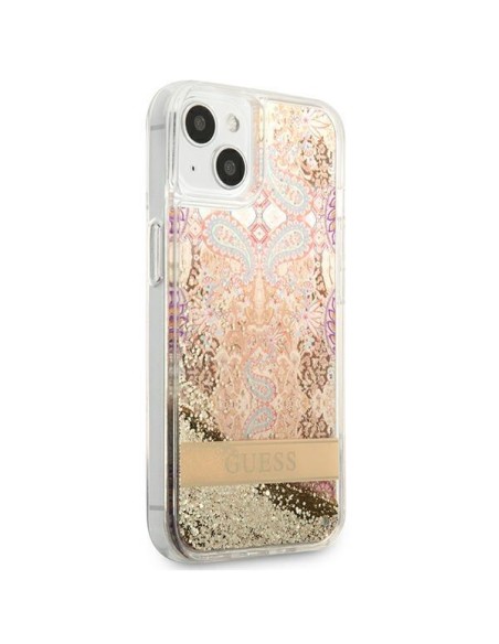 Guess Paisley Liquid Glitter dėklas iPhone 13 mini - auksinis Guess Paisley Liquid Glitter dėklas iPhone 13 mini - auksinis
