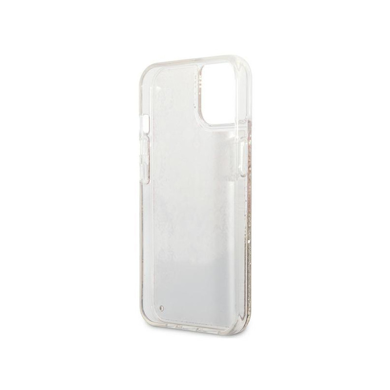 Guess Paisley Liquid Glitter dėklas iPhone 13 mini - auksinis