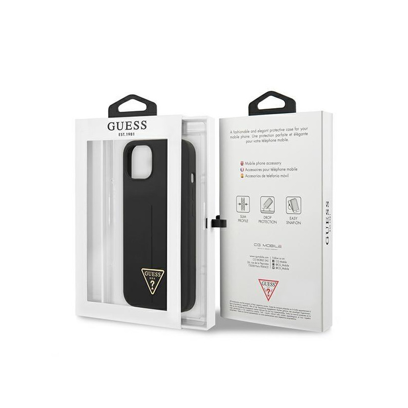 Guess Silicone Triangle dėklas iPhone 13 mini - juodas