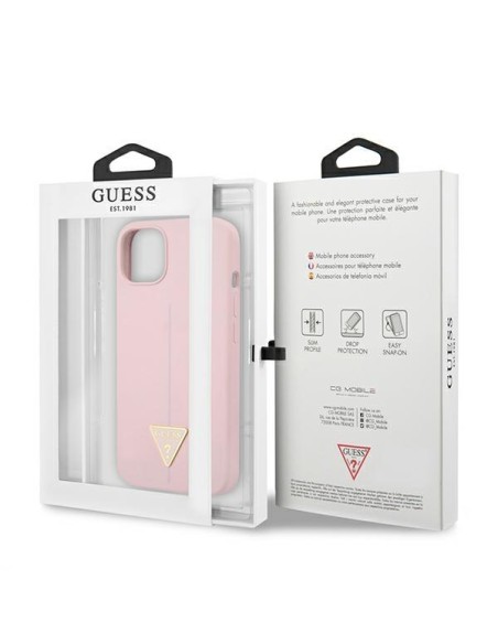 Guess Silicone Triangle dėklas iPhone 13 mini - violetinis Guess Silicone Triangle dėklas iPhone 13 mini - violetinis