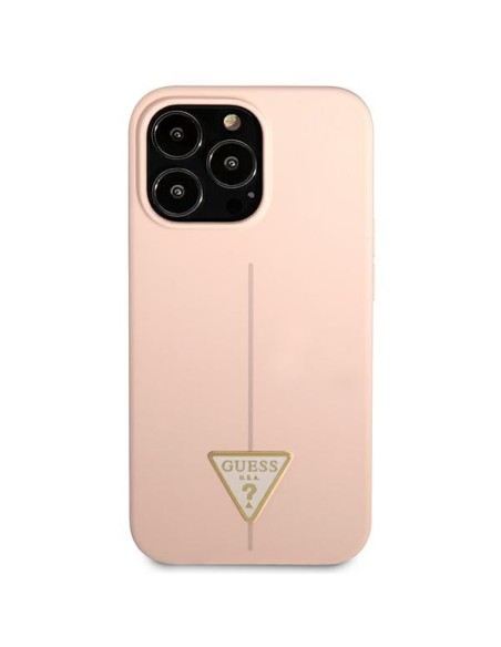 Guess Silicone Triangle dėklas, skirtas iPhone 13 Pro Max - rožinis Guess Silicone Triangle dėklas, skirtas iPhone 13 Pro Max - rožinis