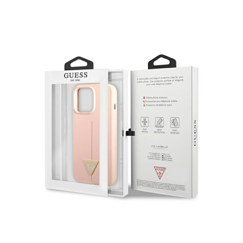 Guess Silicone Triangle dėklas, skirtas iPhone 13 Pro Max - rožinis