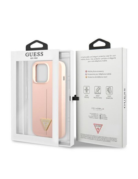 Guess Silicone Triangle dėklas, skirtas iPhone 13 Pro Max - rožinis Guess Silicone Triangle dėklas, skirtas iPhone 13 Pro Max - rožinis