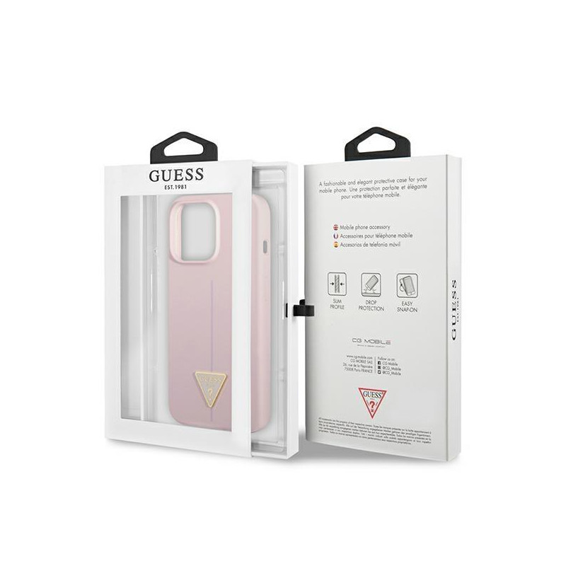 Guess Silicone Triangle dėklas, skirtas iPhone 13 Pro Max - violetinė