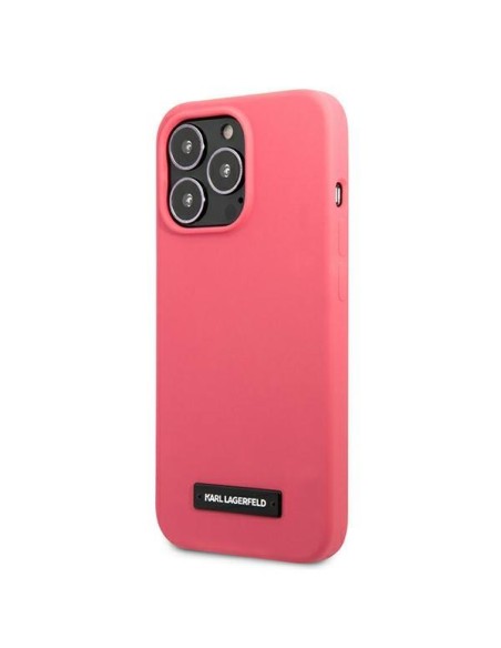 Karl Lagerfeld Silicone Plaque dėklas, skirtas iPhone 13 Pro / iPhone 13 - fuksija Karl Lagerfeld Silicone Plaque dėklas, skirtas iPhone 13 Pro / iPhone 13 - fuksija