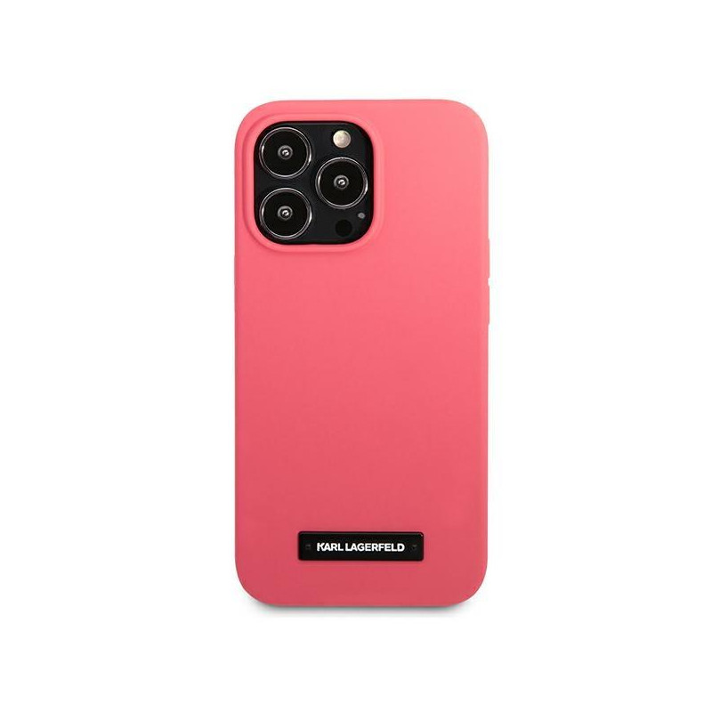 Karl Lagerfeld Silicone Plaque dėklas, skirtas iPhone 13 Pro / iPhone 13 - fuksija