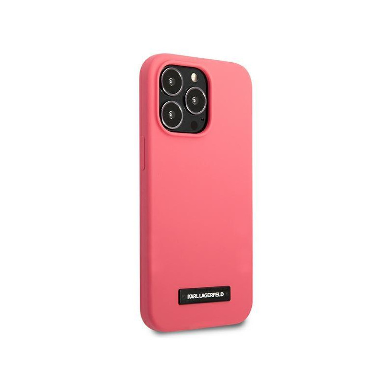 Karl Lagerfeld Silicone Plaque dėklas, skirtas iPhone 13 Pro / iPhone 13 - fuksija