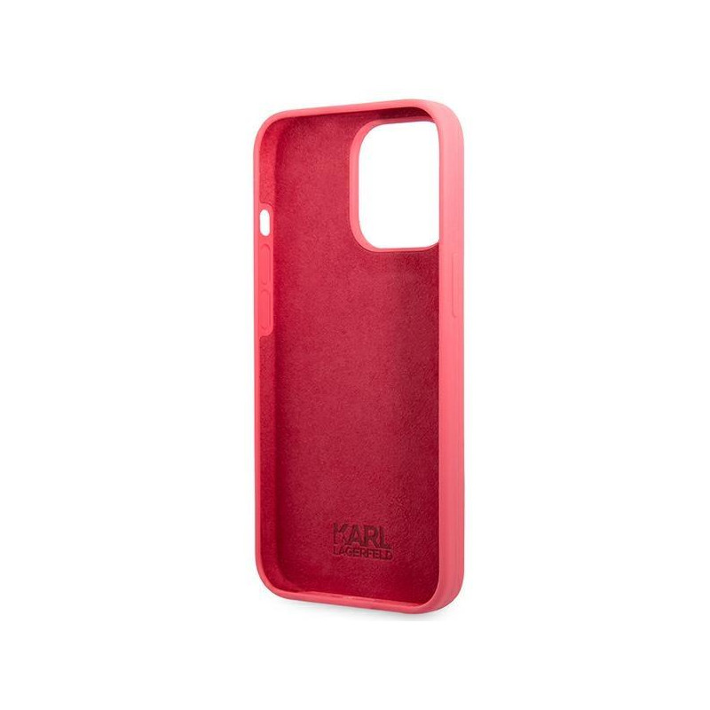 Karl Lagerfeld Silicone Plaque dėklas, skirtas iPhone 13 Pro / iPhone 13 - fuksija