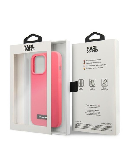 Karl Lagerfeld Silicone Plaque dėklas, skirtas iPhone 13 Pro / iPhone 13 - fuksija Karl Lagerfeld Silicone Plaque dėklas, skirtas iPhone 13 Pro / iPhone 13 - fuksija