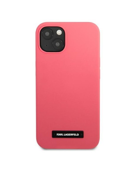 Karl Lagerfeld Silicone Plaque dėklas iPhone 13 - fuksija Karl Lagerfeld Silicone Plaque dėklas iPhone 13 - fuksija