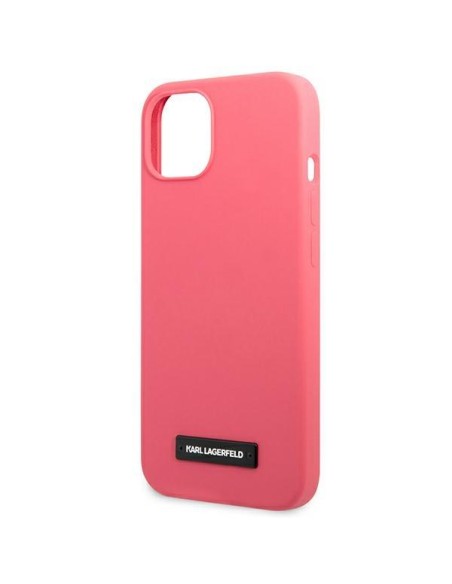 Karl Lagerfeld Silicone Plaque dėklas iPhone 13 - fuksija Karl Lagerfeld Silicone Plaque dėklas iPhone 13 - fuksija