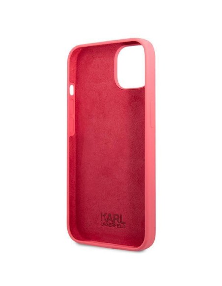 Karl Lagerfeld Silicone Plaque dėklas iPhone 13 - fuksija Karl Lagerfeld Silicone Plaque dėklas iPhone 13 - fuksija