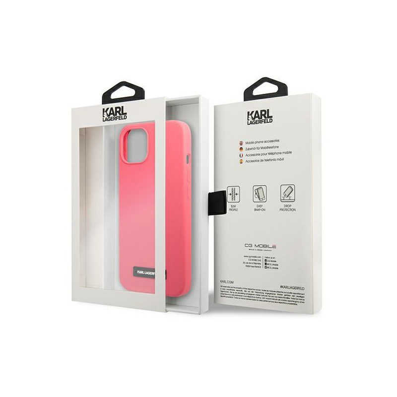 Karl Lagerfeld Silicone Plaque dėklas iPhone 13 - fuksija