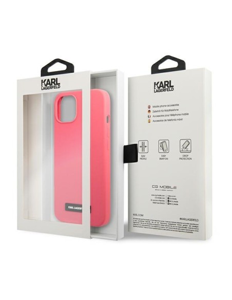 Karl Lagerfeld Silicone Plaque dėklas iPhone 13 - fuksija Karl Lagerfeld Silicone Plaque dėklas iPhone 13 - fuksija