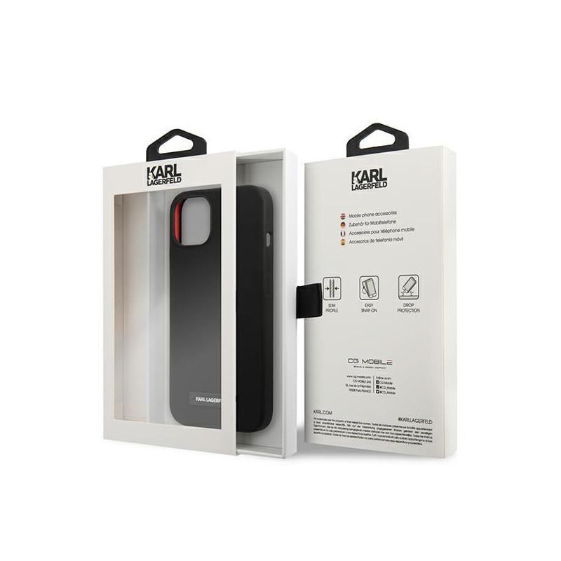 Karl Lagerfeld Silicone Plaque dėklas iPhone 13 mini - juodas