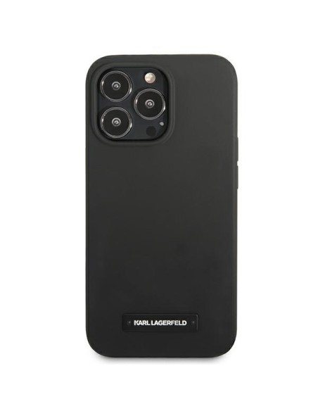 Karl Lagerfeld Silicone Plaque dėklas iPhone 13 Pro Max - juodas Karl Lagerfeld Silicone Plaque dėklas iPhone 13 Pro Max - juodas